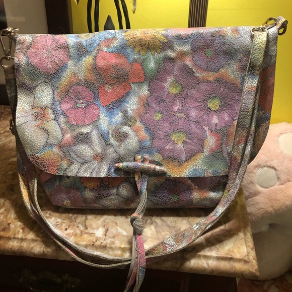 Beautiful ‘Borse In Pelle’ Italian Crackled Leather crossbody Bag - Picture 3 of 12